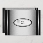 Elegant Black Silver Stripe 21st Birthday Male Kaart (Voorkant / Achterkant)