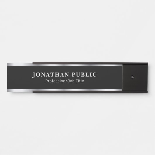 Elegant Black & Silver Template Home Office School Deurbordje (Voorkant)