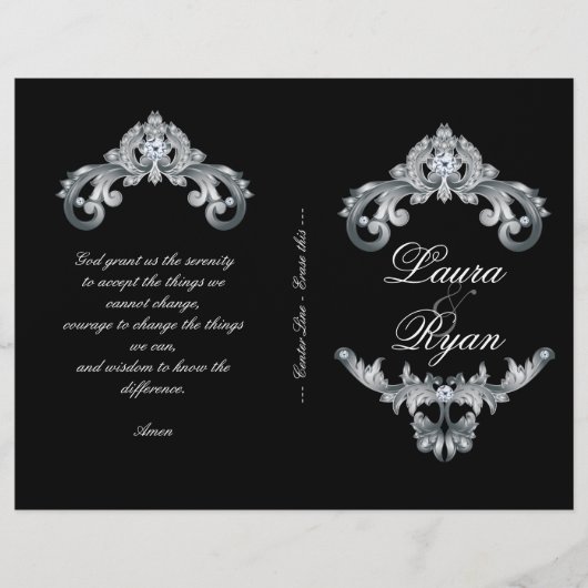 Elegant Black Silver Wedding Program Flyer (Voorkant)