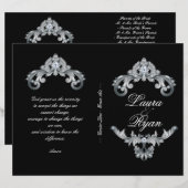 Elegant Black Silver Wedding Program Flyer (Voorkant / Achterkant)