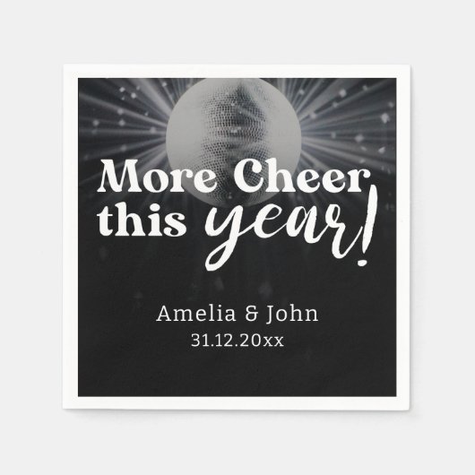 Elegant Black Silver White Nieuwjaar van het Eve W Servet (Voorkant)