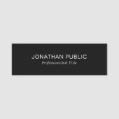 Elegant Black Simple Design Modern Plain Sjabloon Naamplaatje (Voorkant)