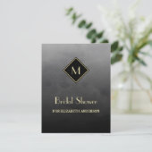 Elegant Black Simple Gold Monogram Vrijgezellenfee Kaart (Staand voorkant)