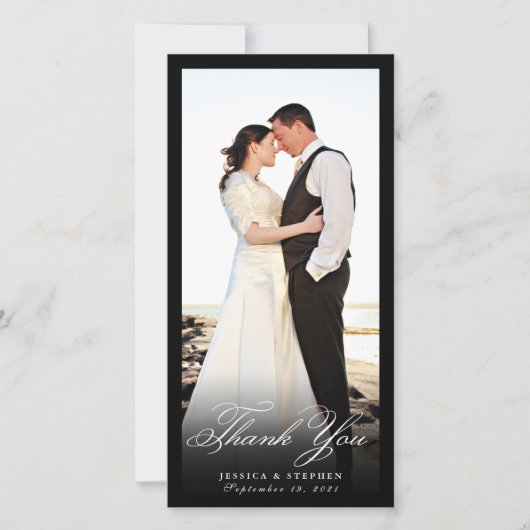 Elegant Black Simple Hartelijk dank voor de 8x4-fo Bedankkaart (Voorkant)