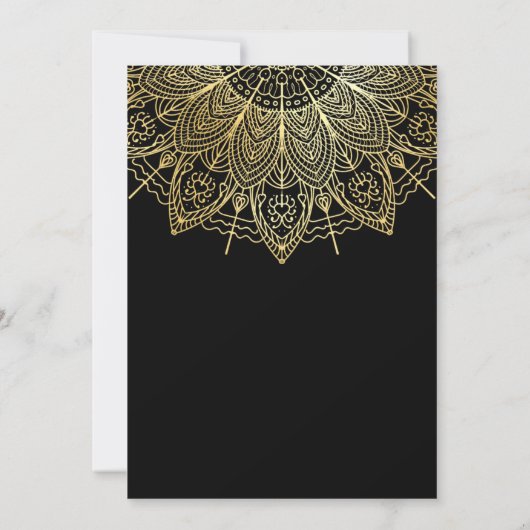 Elegant Black Simple Mandala Wedding Kaart (Achterkant)