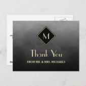 Elegant Black Simple met Gold Monogram Hartelijk d Briefkaart (Voorkant / Achterkant)