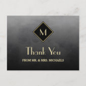 Elegant Black Simple met Gold Monogram Hartelijk d Briefkaart (Voorkant)