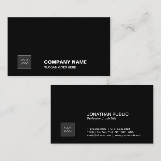 Elegant Black Simple Plain Professional Corporate Visitekaartje (Voorkant / Achterkant)