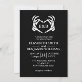 Elegant Black Skeleton Heart Gothic Wedding Kaart (Voorkant)