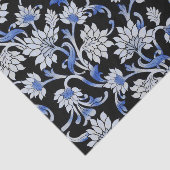 Elegant Black, Smoky Blue en White Floral Vine Tissuepapier (Detail)