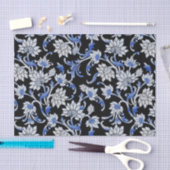 Elegant Black, Smoky Blue en White Floral Vine Tissuepapier (Craft)