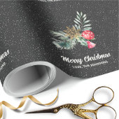 Elegant Black Snowflake Christmas Script Cadeaupapier