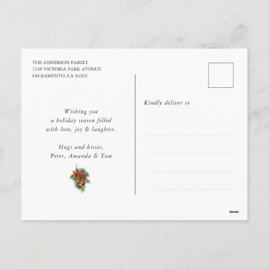 Elegant Black Snowflake Feestdagenkaart (Achterkant)