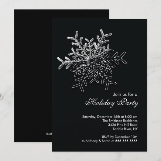 Elegant Black Snowflake Holiday Kerstfeest Kaart (Voorkant / Achterkant)
