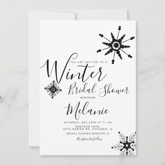 Elegant Black Snowflake-kerstVrijgezellenfeest Kaart (Voorkant)