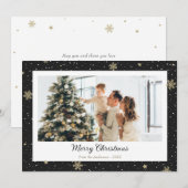 Elegant Black Snowflake Photo Merry Kerstry Feestdagenkaart (Voorkant / Achterkant)