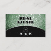Elegant Black Sparkle Glitter Diamonds Logo Visitekaartje (Voorkant)