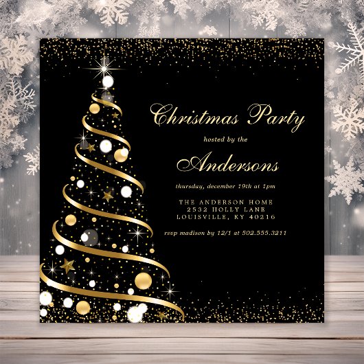 Elegant Black Sparkle-kerstboom Kaart