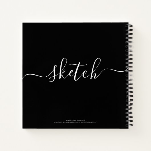 Elegant Black Specialized Sketchbook Jouw naam Notitieboek (Achterkant)