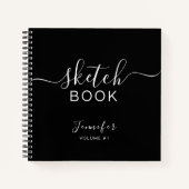 Elegant Black Specialized Sketchbook Jouw naam Notitieboek (Voorkant)
