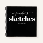 Elegant Black Specialized Sketchbook Jouw naam Notitieboek (Voorkant)