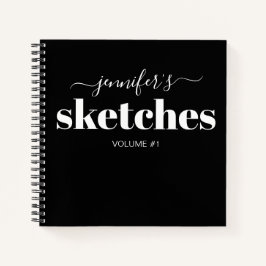 Elegant Black Specialized Sketchbook Jouw naam Notitieboek