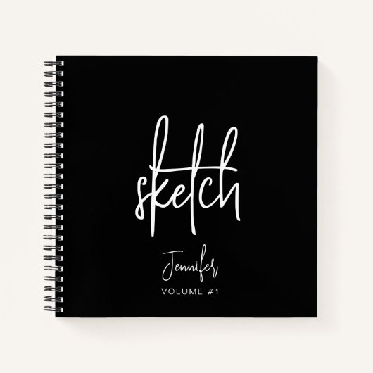 Elegant Black Specialized Sketchbook Jouw naam Notitieboek (Voorkant)