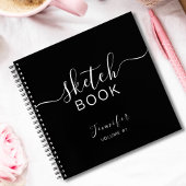 Elegant Black Specialized Sketchbook Jouw naam Notitieboek