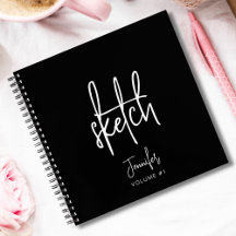 Elegant Black Specialized Sketchbook Jouw naam