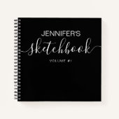 Elegant Black Specialized Sketchbook Jouw naam Notitieboek (Voorkant)