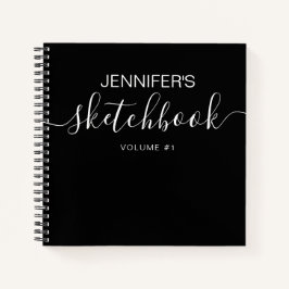 Elegant Black Specialized Sketchbook Jouw naam Notitieboek