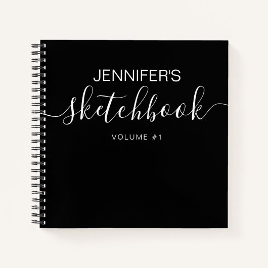 Elegant Black Specialized Sketchbook Jouw naam Notitieboek (Voorkant)