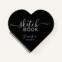 Elegant Black Specialized Sketchbook Jouw naam Notitieboek