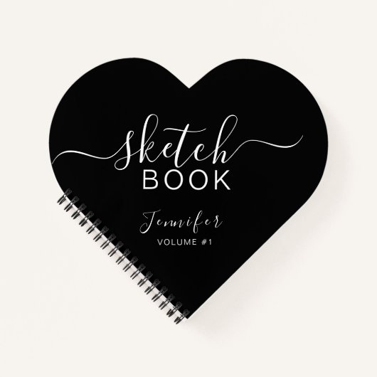 Elegant Black Specialized Sketchbook Jouw naam Notitieboek (Voorkant)