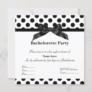 ELEGANT BLACK SPOT BACHELORETTE PARTY INVITATION KAART