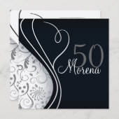 Elegant Black Square Invitation Kaart (Voorkant / Achterkant)