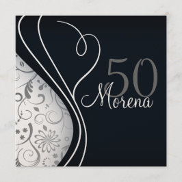 Elegant Black Square Invitation Kaart