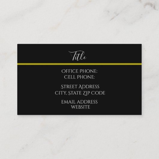 Elegant Black Standard, 3,5-inch x 2,0-inch Visite Visitekaartje (Achterkant)