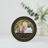 Elegant Black Starburst Happy Nieuwjaarsfoto Feestdagenkaart (Staand voorkant)