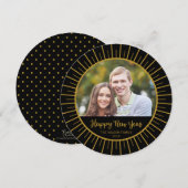 Elegant Black Starburst Happy Nieuwjaarsfoto Feestdagenkaart (Voorkant / Achterkant)