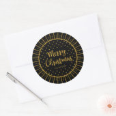 Elegant Black Starburst Script Merry Kerstry Ronde Sticker (Envelop)