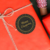 Elegant Black Starburst Script Merry Kerstry Ronde Sticker