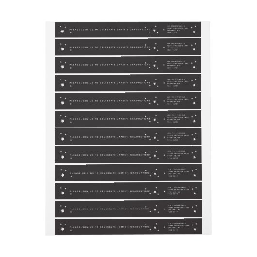 Elegant Black Stars Wraparound adreslabel (Vel)