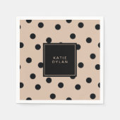 Elegant Black Stippen op beige Servetten (Voorkant)