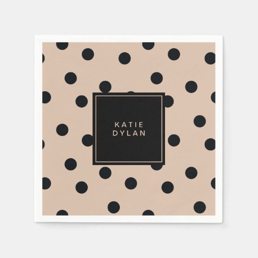 Elegant Black Stippen op beige Servetten (Voorkant)