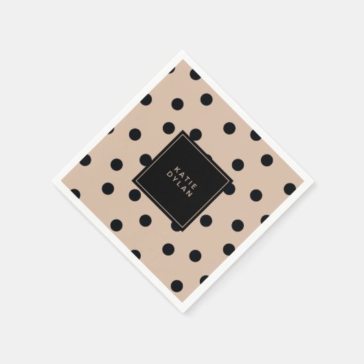 Elegant Black Stippen op beige Servetten (Hoek)