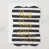 Elegant Black Stripe Faux Gold Elements Weddenscha Kaart (Achterkant)