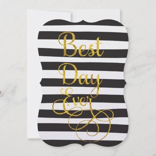 Elegant Black Stripe Faux Gold Elements Weddenscha Kaart (Achterkant)