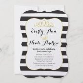 Elegant Black Stripe Faux Gold Elements Weddenscha Kaart (Voorkant)