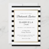 Elegant Black Stripe Gold Bridesmaids Luncheon Kaart (Voorkant)